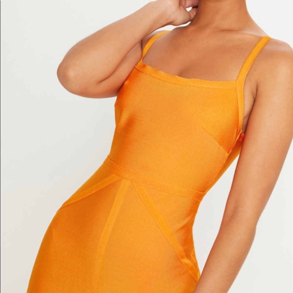 PLT bright orange bandage DRESS